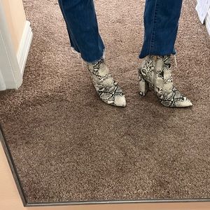 Sexy snake print ankle booties